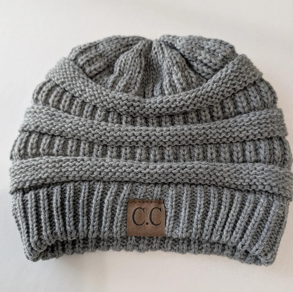 C.C Trendy Gray Warm Chunky Soft Stretch Cable Knit Skully Beanie Hats Cap